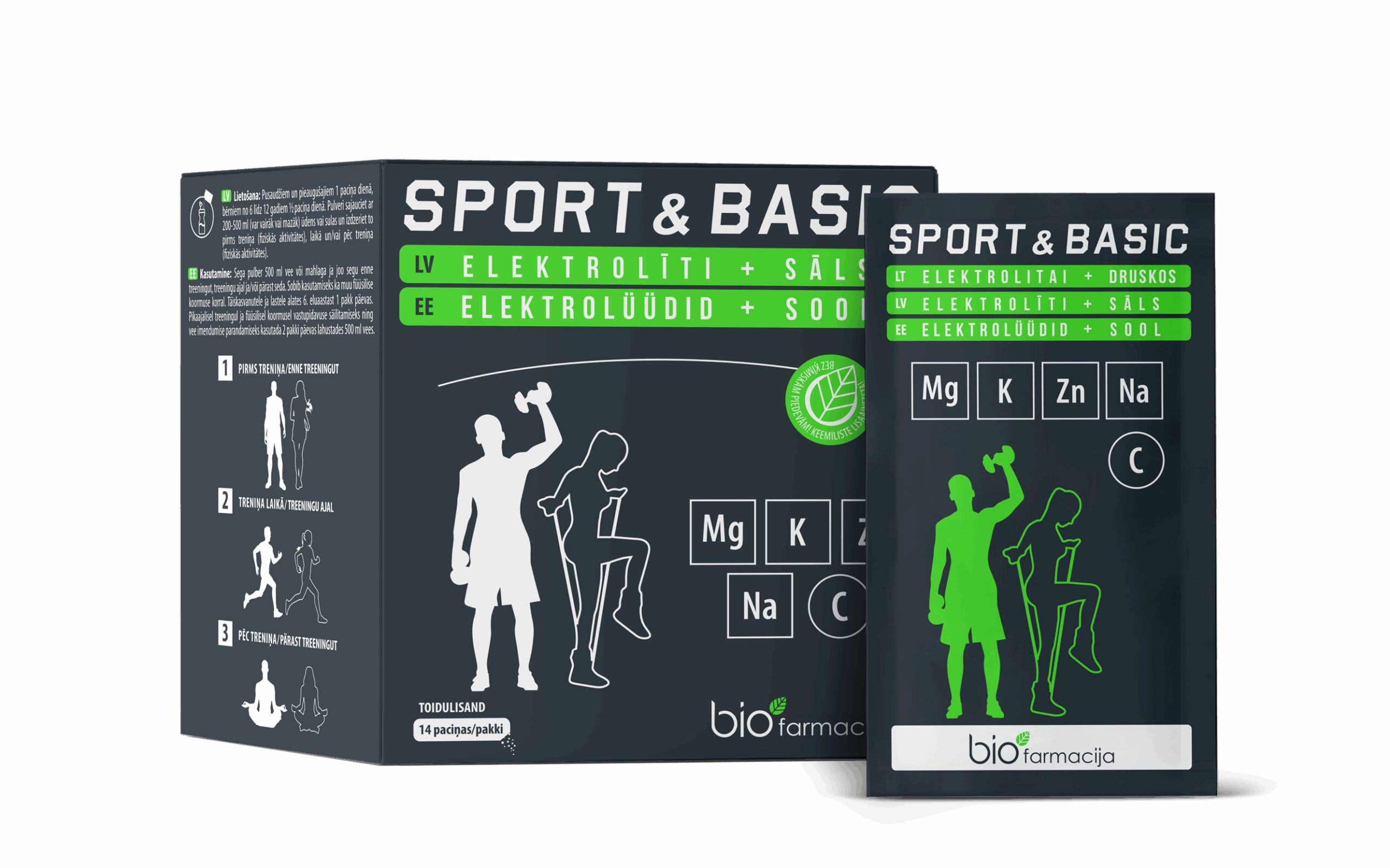 SPORT&BASIC elektrolüütide pulber, 14 pakki