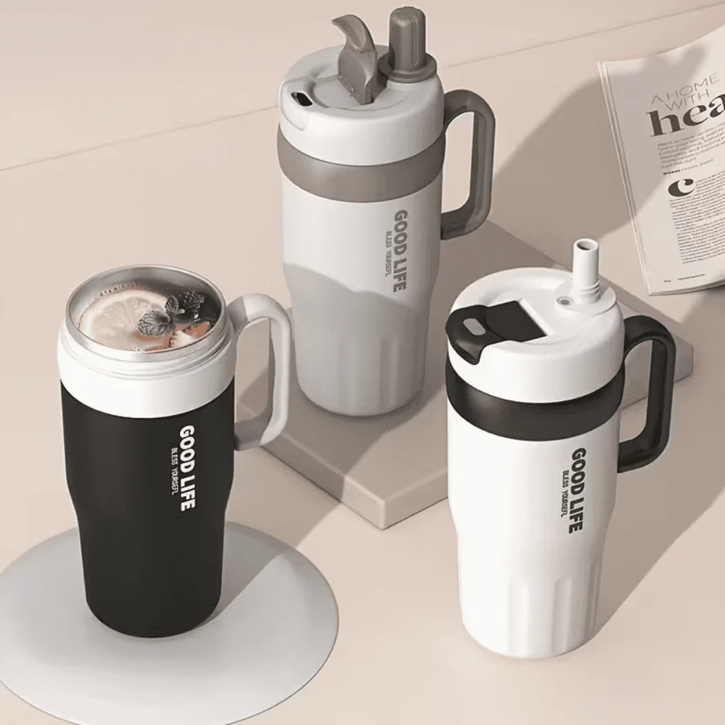 Roostevabast terasest termostass sangaga, topeltseinaga ja kõrrega 720ml beež ja pruun — Accessory view 2