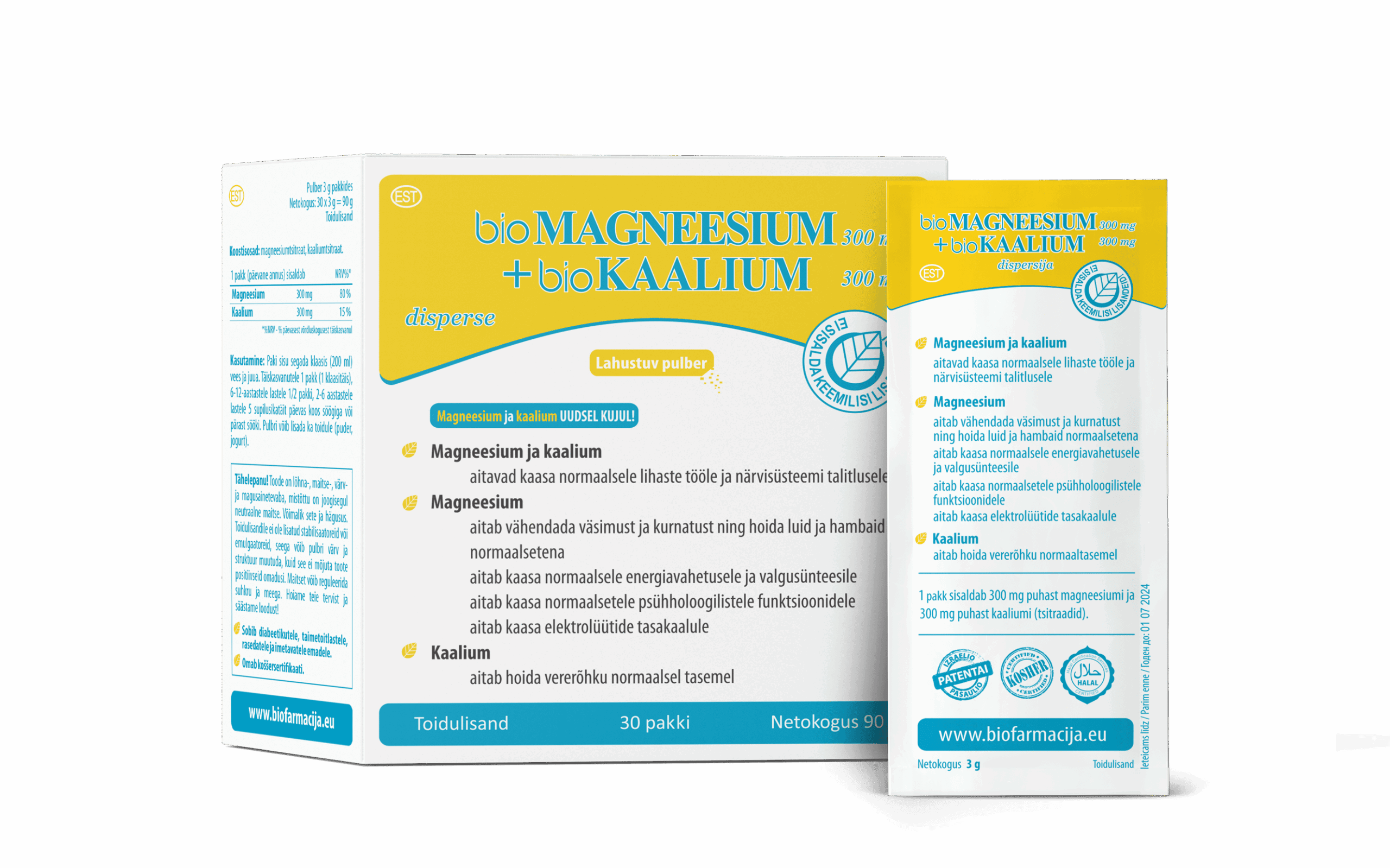 bioMagneesium 300mg+bioKaalium 300mg südamele ja lihastele, 30 pakki