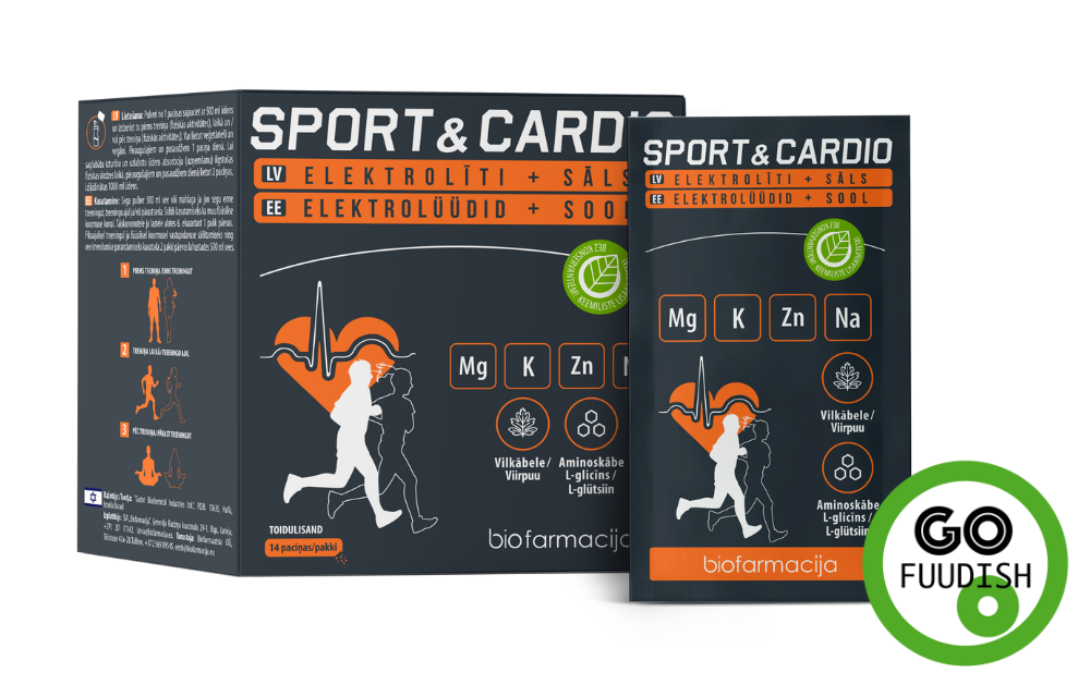 SPORT&CARDIO süsivesik-elektrolüütide pulber, 14 pakki