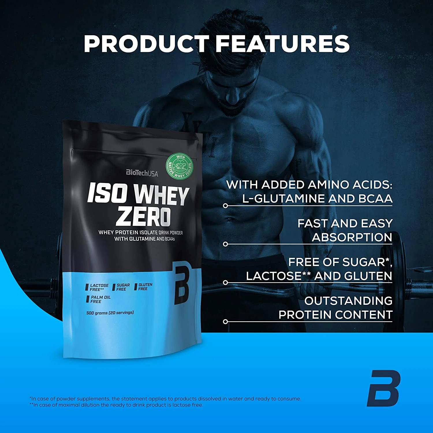 BIOTECHUSA ISO WHEY ZERO 500g Maasikas — Strawberry — Powder view 2