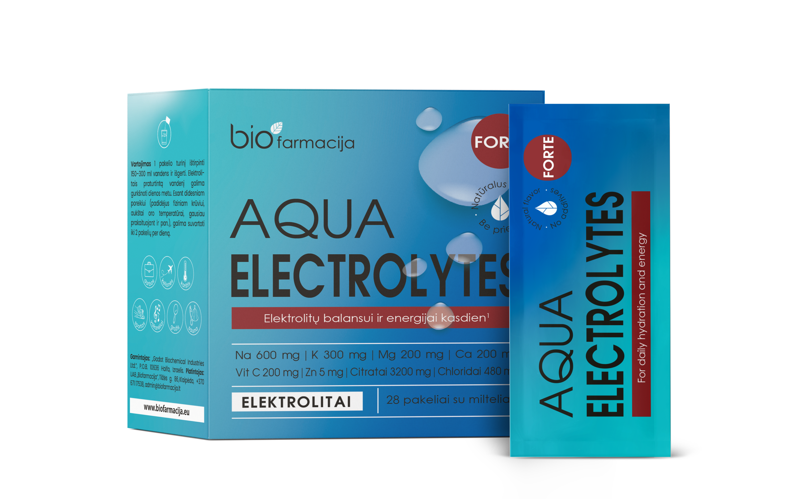 UUS! AquaElectrolytes Forte bioaktiivsete elektrolüütide kompleks, 28 pakki