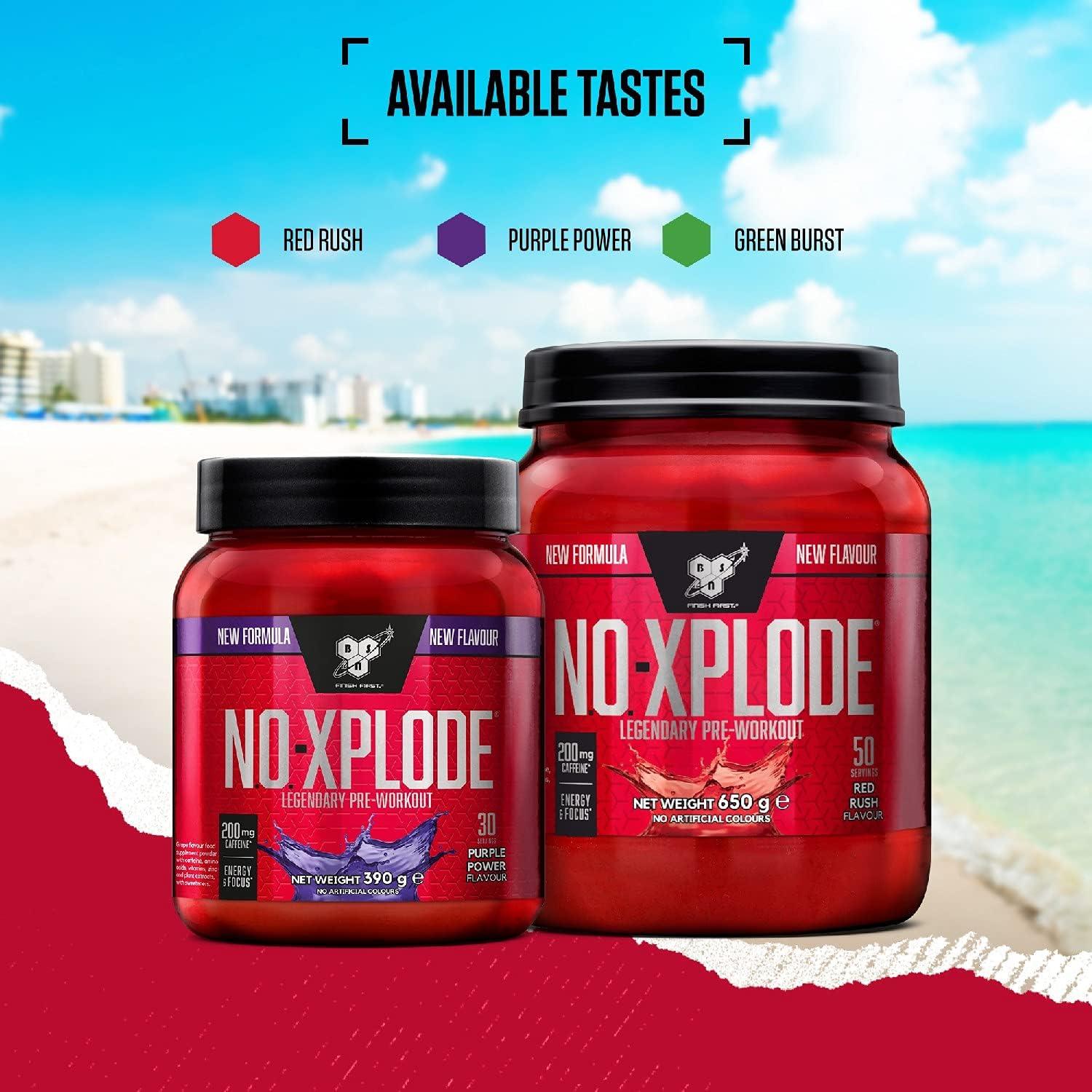 BSN N.O. Xplode 30serv Green Burst – Kiivi-maasikas — Kiwi Strawberry — Powder view 2