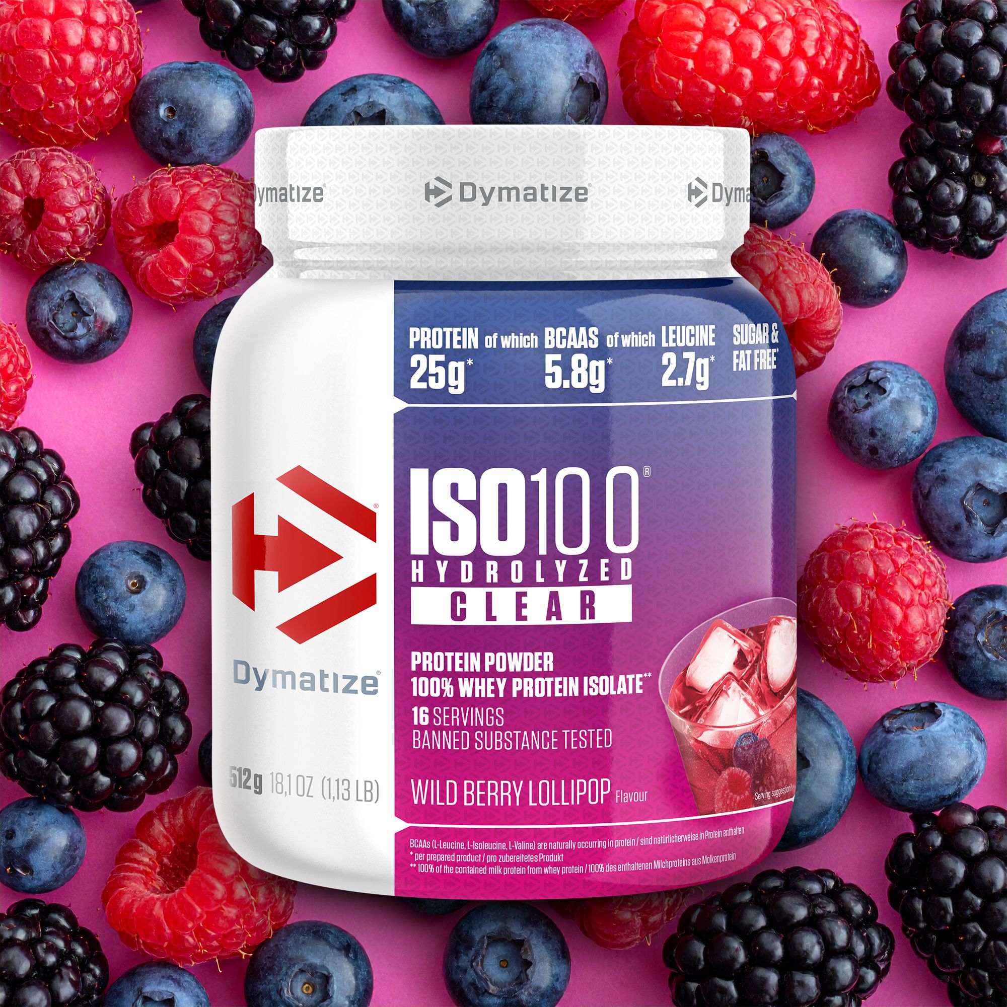 Dymatize ISO 100 Hydrolyzed clear whey protein 512g Metsmarja — Berry — Powder view 2