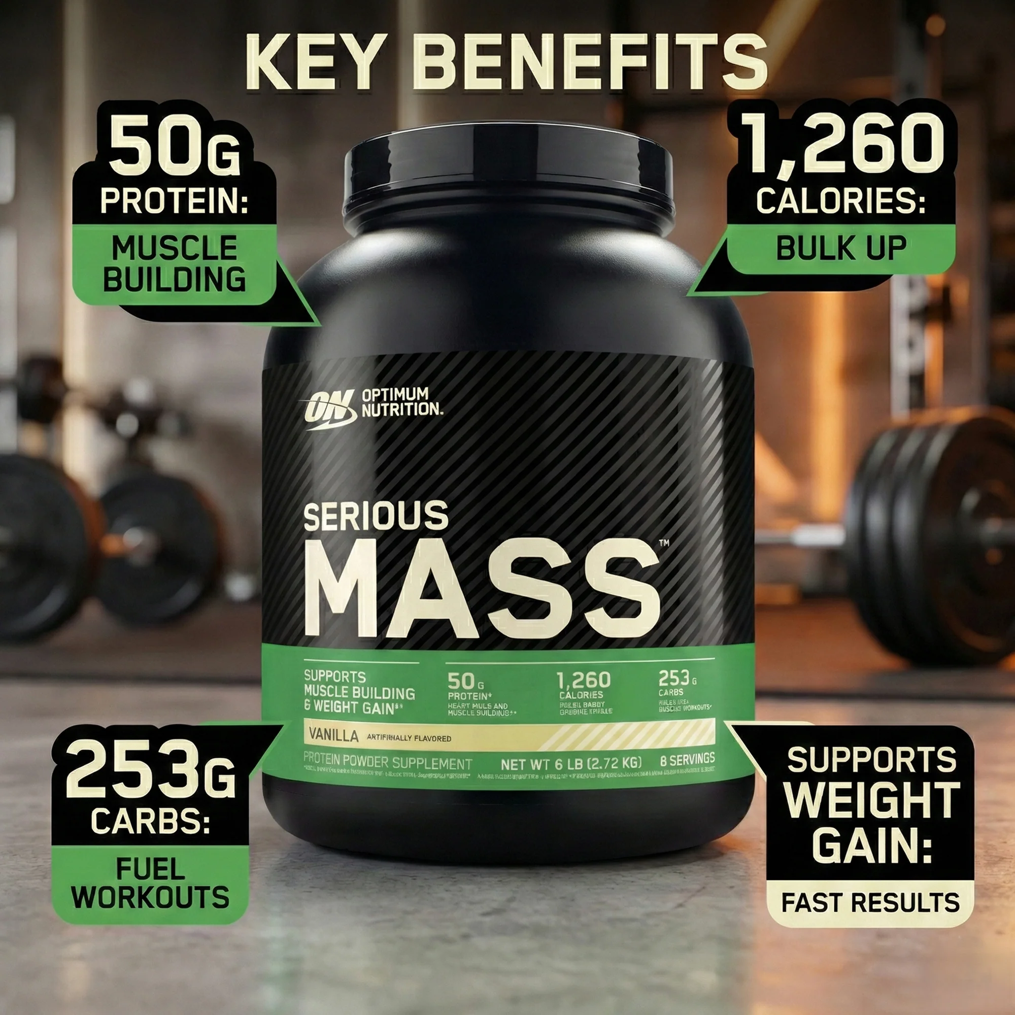 Optimum Nutrition Serious Mass 2.73kg Vanill — Vanilla — Powder view 2