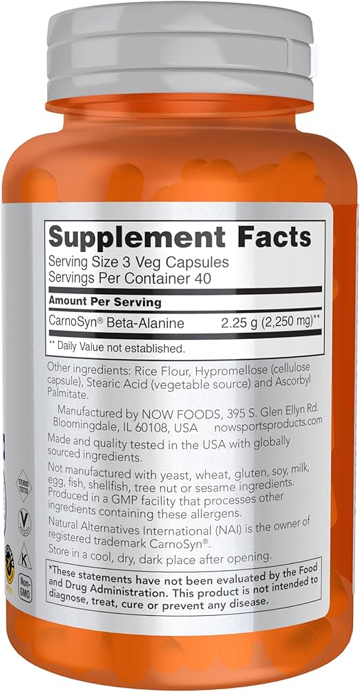 NOW Beta Alanine 750mg 120caps — Capsules view 2