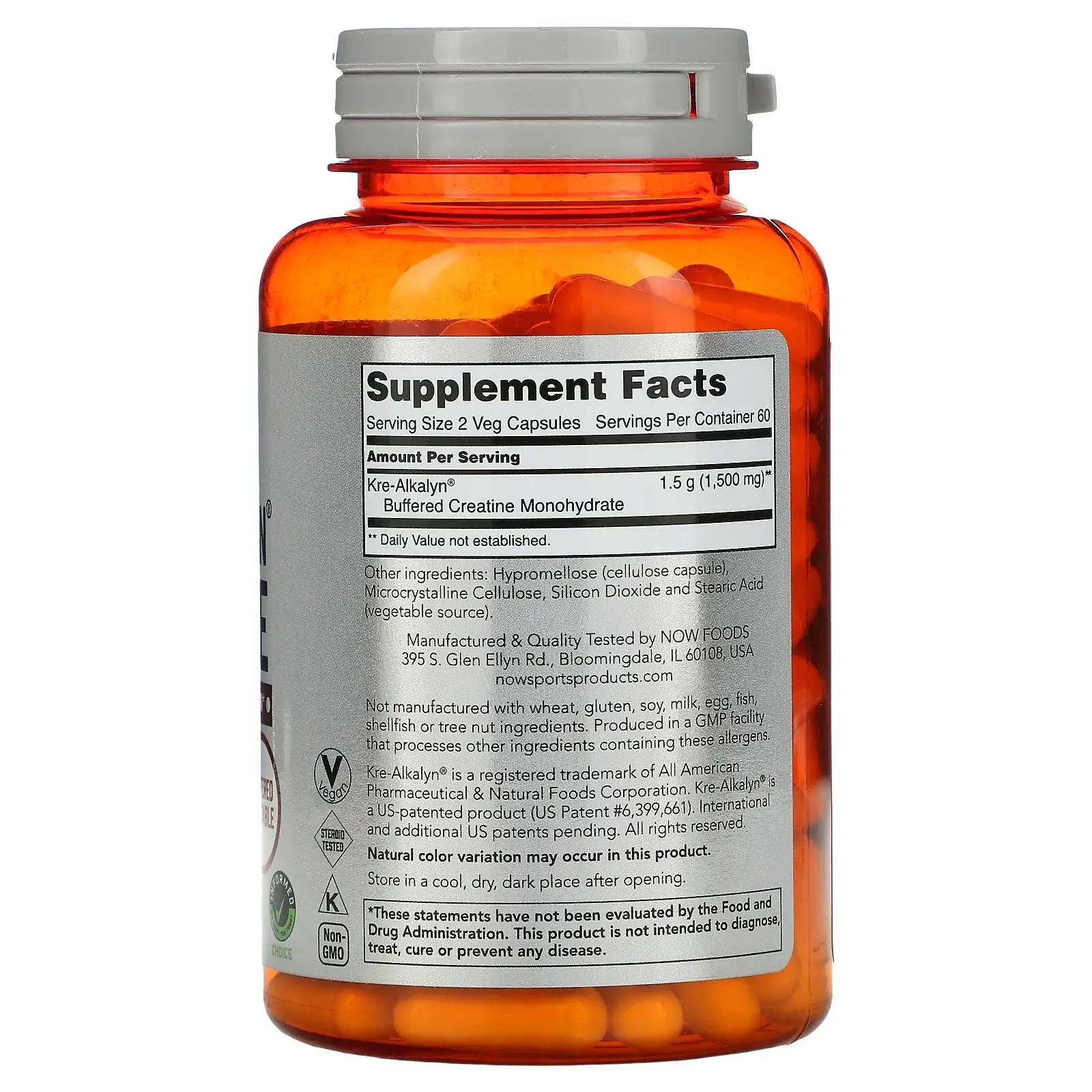 NOW Kre-Alkalyn (R) Creatine 750mg 240caps — Capsules view 2