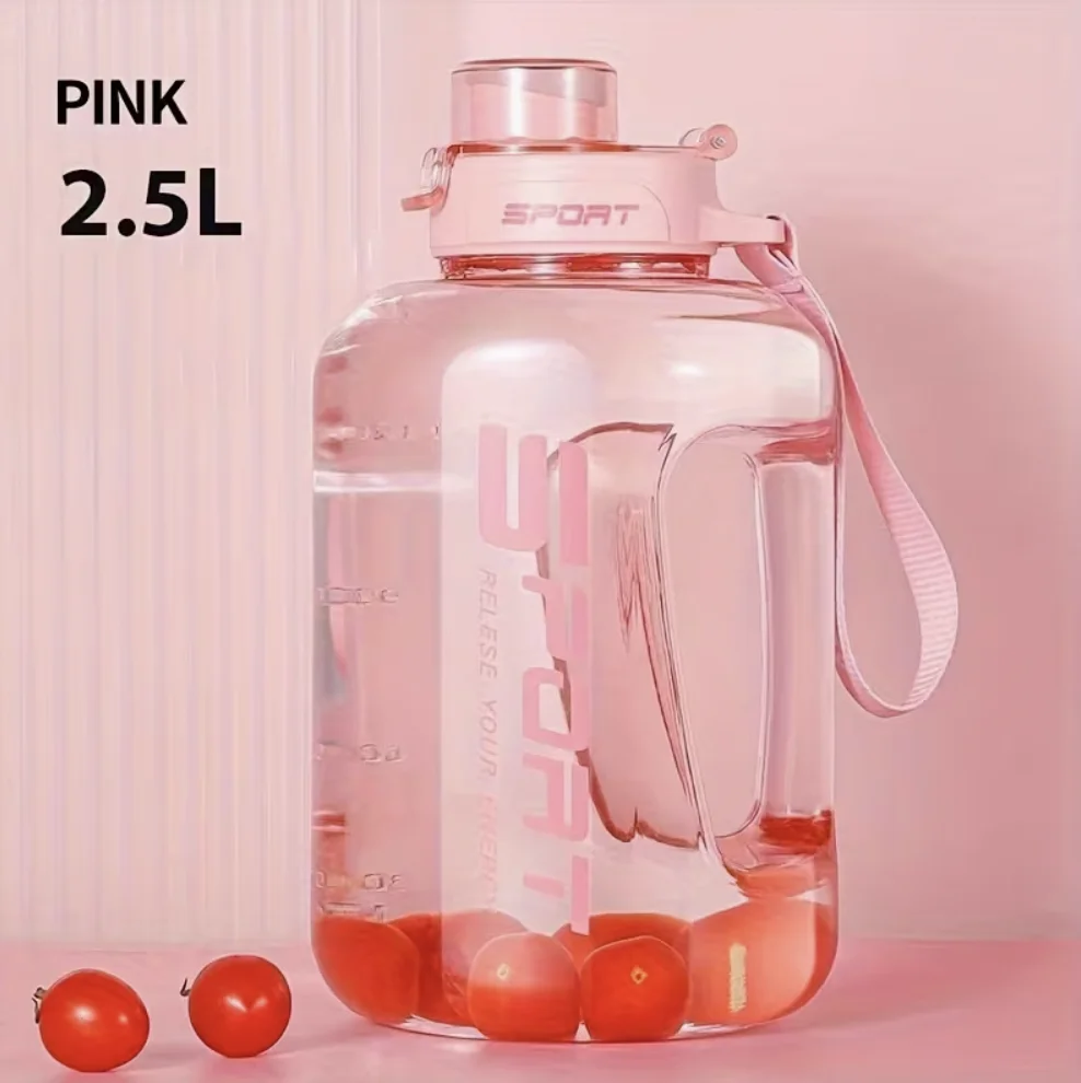 Large Sports Water Bottle 2500ml with Straw Rose TM