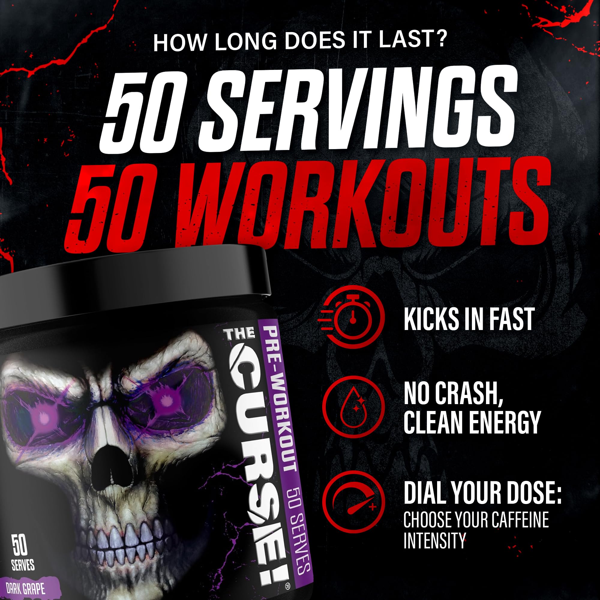 JNX Sports The Curse Pre-Workout 30serv Viinamari — Grape — Powder view 2