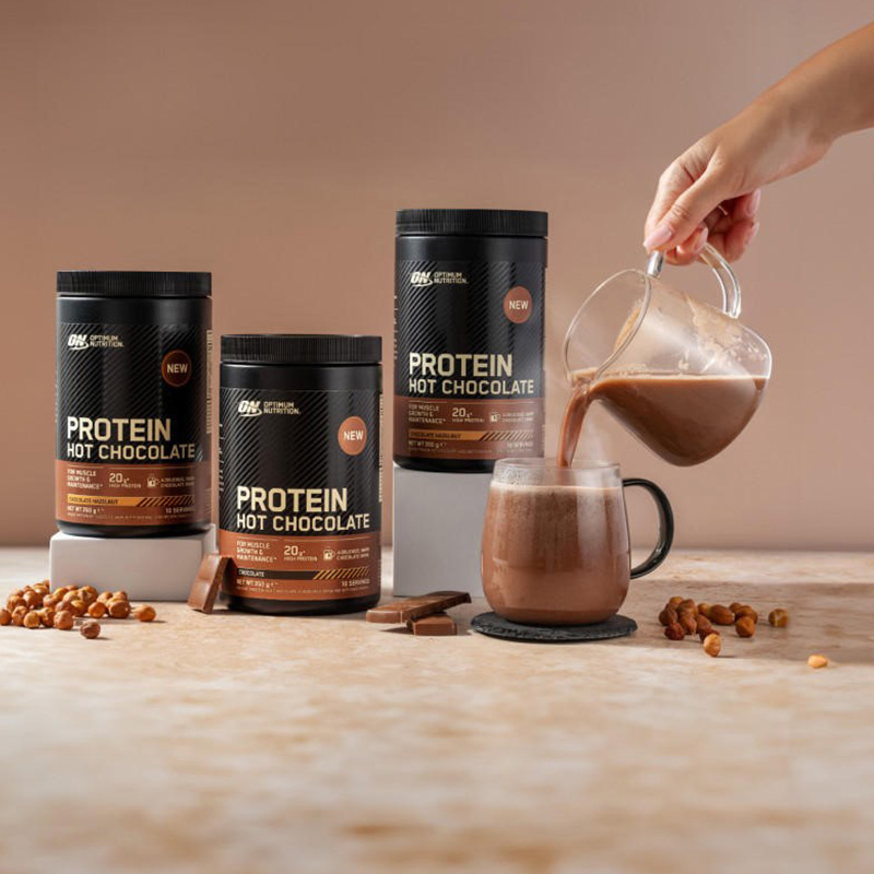 Optimum Nutrition Protein Hot Chocolate 350g Šokolaadine sarapuupähkel — Chocolate — Powder view 2