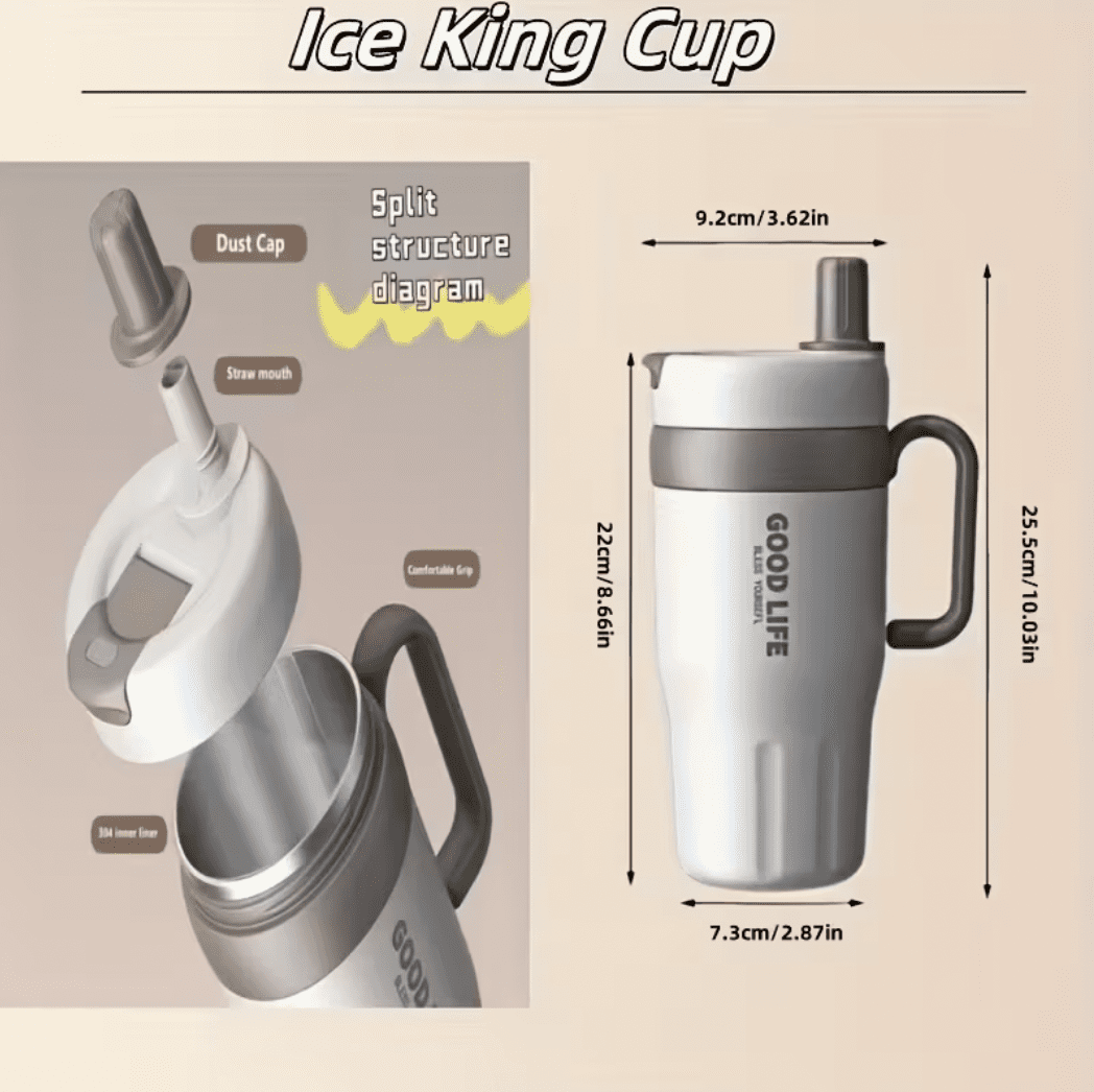 Roostevabast terasest termostass sangaga, topeltseinaga ja kõrrega 720ml beež ja pruun — Accessory view 6