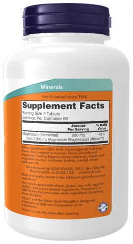 NOW Magnesium Glycinate 180tabs — Tabs view 2