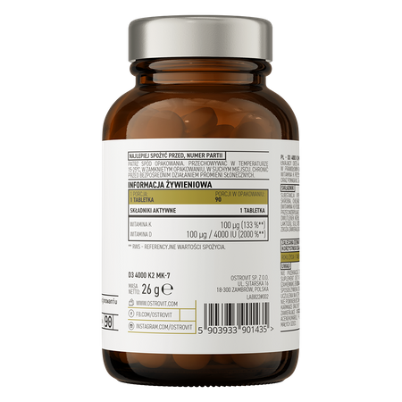 OstroVit Pharma D3 4000 IU + K2 MK-7 90tabs — Tabs view 3