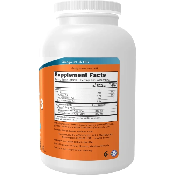 NOW Omega 3 1000mg 500 Soft Gels — Capsules view 2