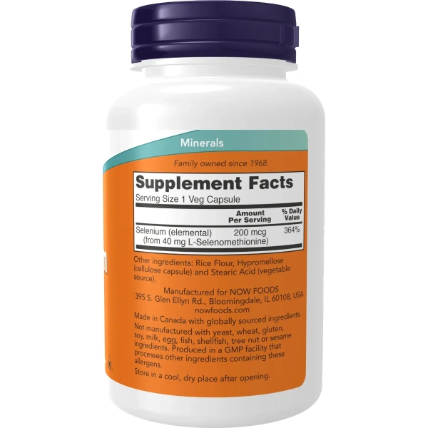 NOW Selenium 200mcg 180 veg. caps. — Capsules view 2