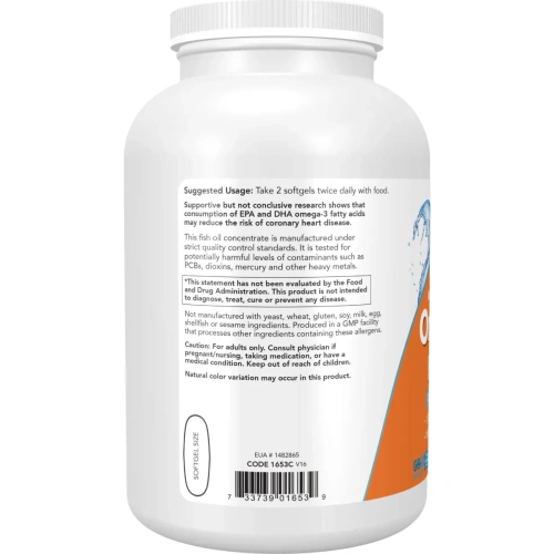NOW Omega 3 1000mg 500 Soft Gels — Capsules view 3