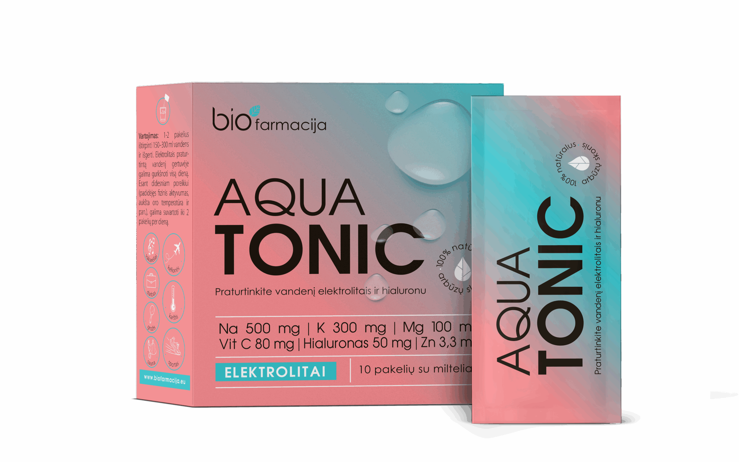 aquaTonic elektrolüüdid hüalurooniga, 10 pakki