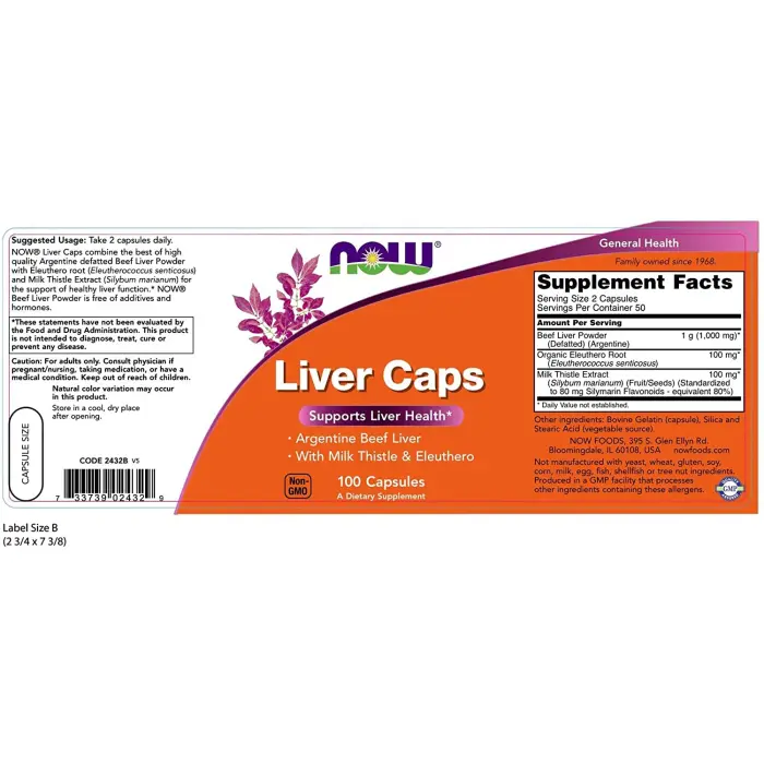 NOW Liver Caps 100caps — Capsules view 2