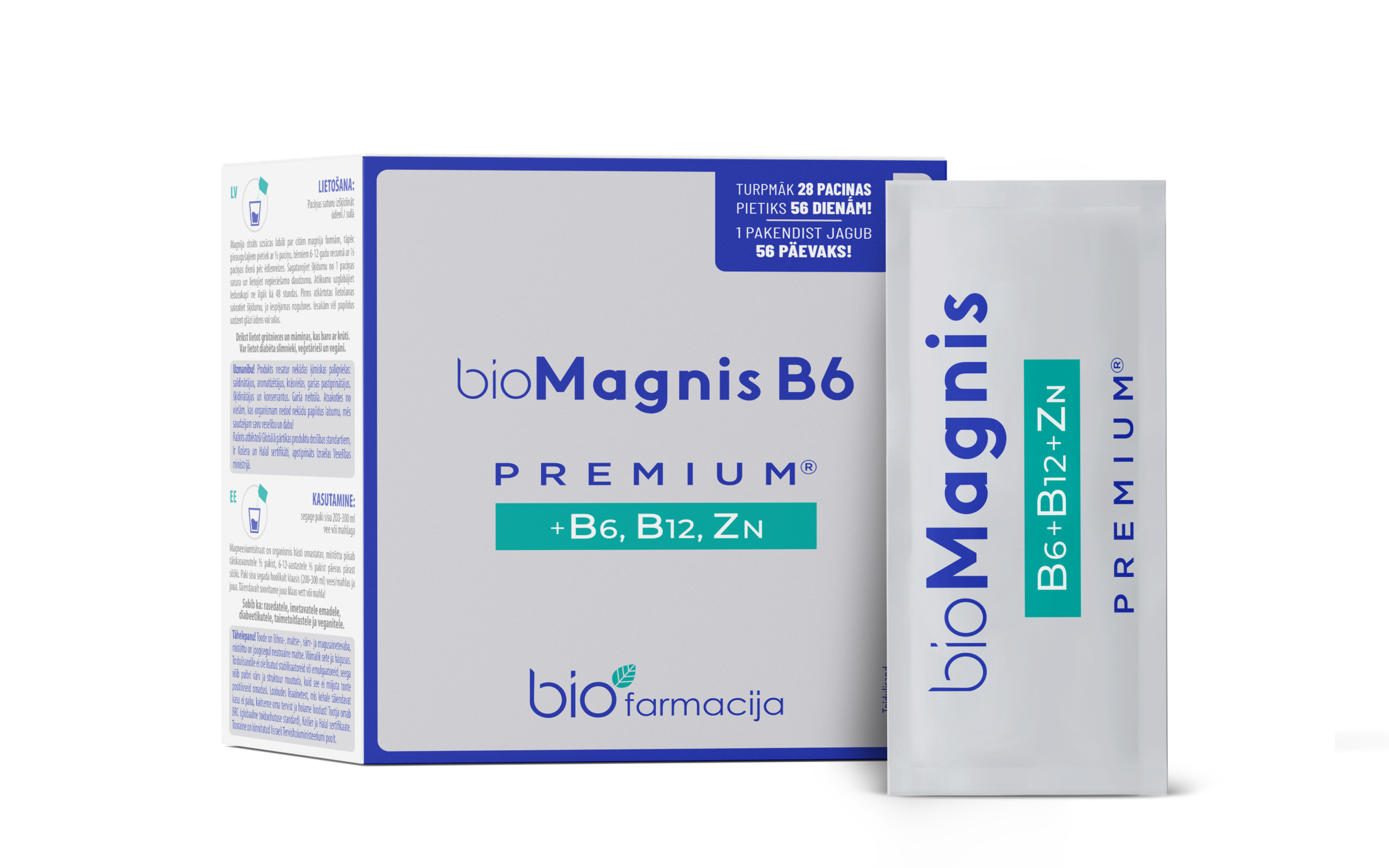 bioMagnis B6 Premium magneesium koos B-vitamiinidega, 28 pakki