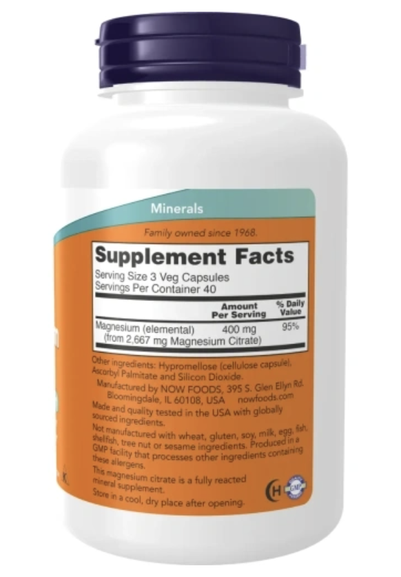 NOW Magnesium Citrate 120caps — Capsules view 2