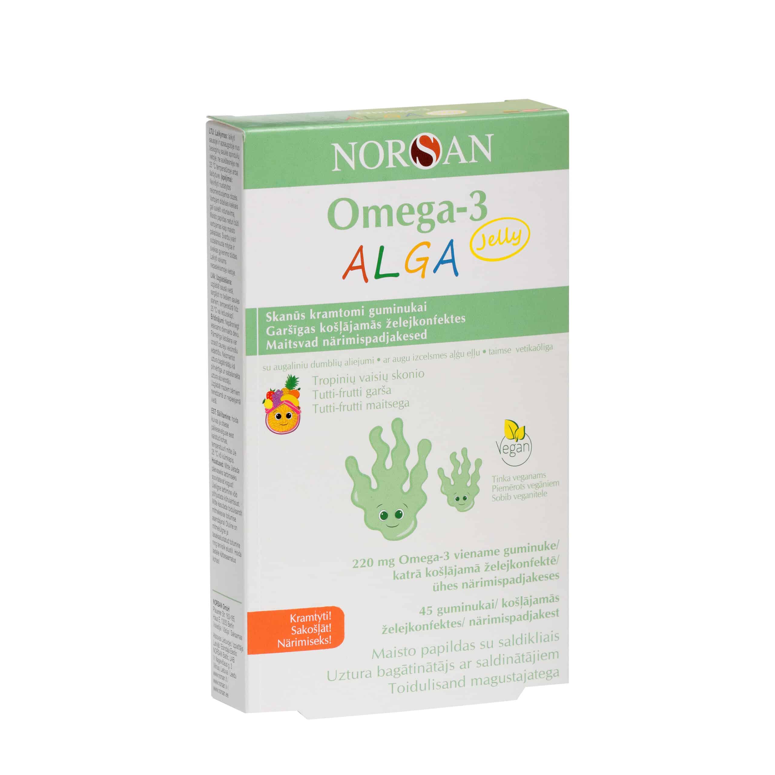 Omega-3 Alga Jelly, želatiinist närimispadjakesed, 45 ja 120 tk. — Capsules view 2